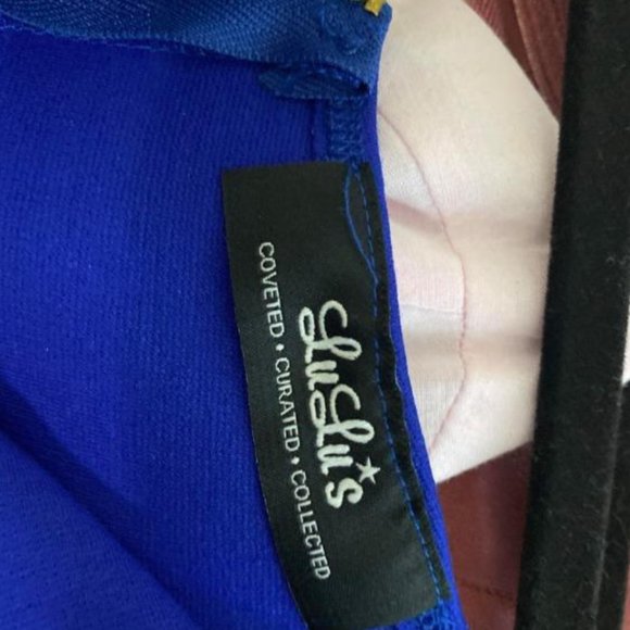 Off-the-Shoulder Royal Blue Dress - Picture 8 of 9